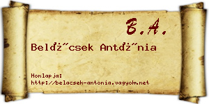 Belácsek Antónia névjegykártya